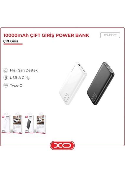 2.1A Fast Hızlı USB Çıkışlı Micro Type-C Girişli 10000 Mah Taşınabilir Şarj Aleti Powerbank PR182