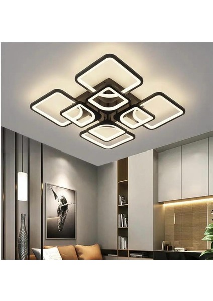 KRAYDINLATMA Ares 4+4 Siyah&beyaz Plafonyer Lüks Modern 8'li Günışığı Ledli Avize