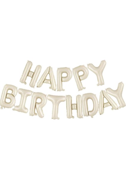16 Inç Krem Happy Birthday Folyo Balon Set