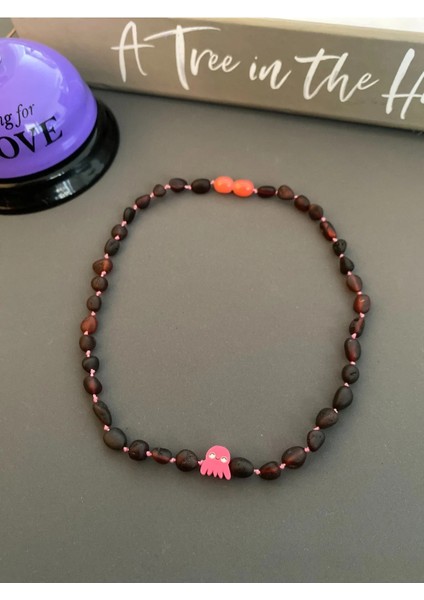 Damla Kehribar Çocuk Kolyesi 38 cm Kurbağa Figürlü