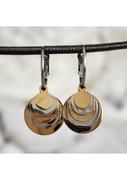 2 Renk Sıralı Daire Çelik Küpe LLAKP50115