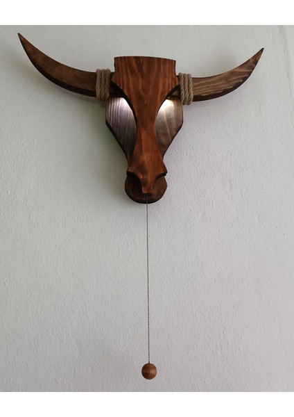 Pilli Ahşap Boğa Kafası Dekoratif Aplik Avize Duvar Dekoru 9V fiyatları