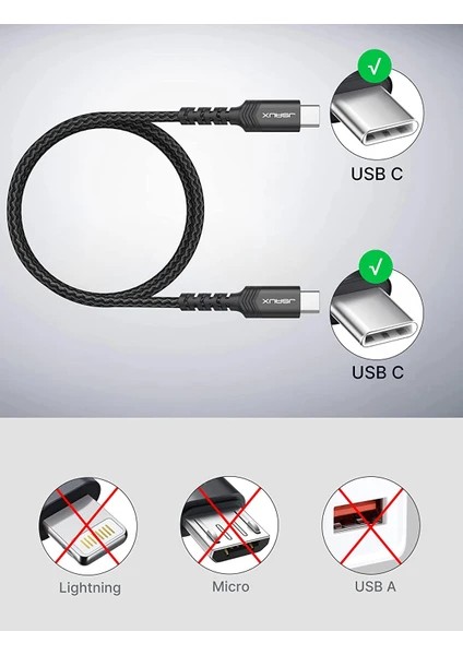 60W 100CM USB C To USB C Type-C Kablo iPhone 16/16 Plus/16 Pro/16 Pro Max, iPhone 15, Galaxy S24/S23/S22, Car Play, Macbook, iPad Pixel-Grey ile Uyumlu Usbc Type C Hızlı Şarj Data Kablosu CC0018