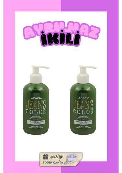 Zümrüt Yeşili Renkli Saç Boyası 250 Ml X2 Adet Su Bazlı Emerald Glamour Hair Dye
