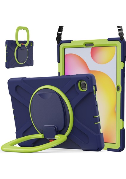 Samsung Galaxy Tab S6 P610 Kılıf (Lacivert+Sarı Yeşil) Samsung Galaxy Tab S6 Lite P610 (Yurt Dışından)