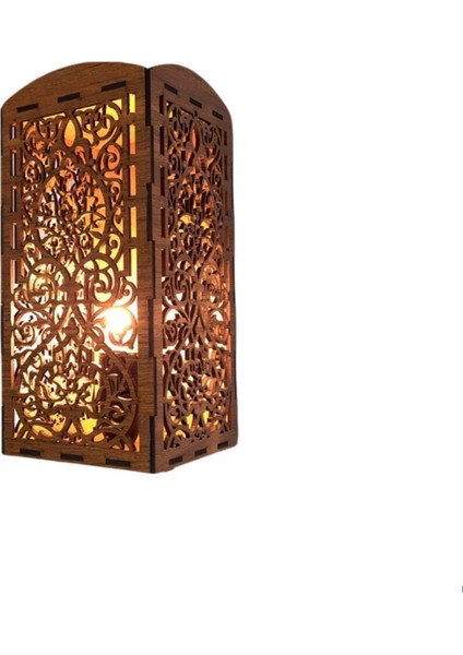 Otantik Desenli Modern Tasarım Doğal Ahşap Mdf Lazer Kesim Rustik Salon Aplik