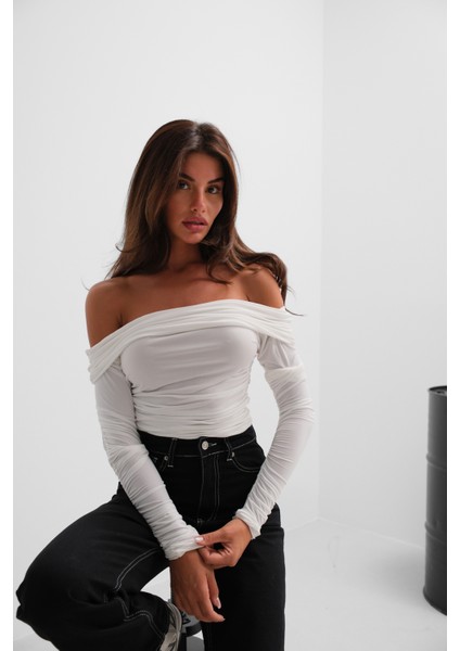 Omuz Dekolte Straplez Beyaz Bluz fiyatları