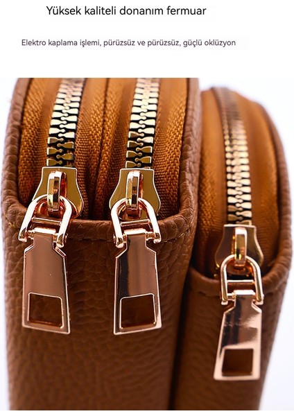 Bayanlar Üç Fermuarlı Tek Omuz Crossbody Çanta (Yurt Dışından)