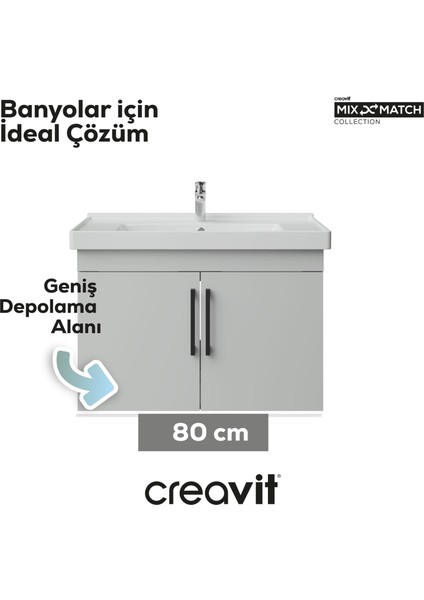 D20 80 cm Kapaklı Lavabo Dolabı Melamin Kapak