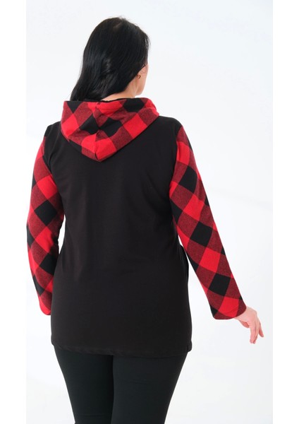 Kapüşonlu Büyük Beden Kadın Oduncu Gömlek Ekose modelleri