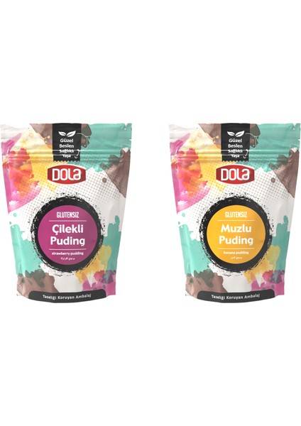 Glutensiz Çilekli Ve Muzlu Puding 2'li Set 100 gr X 2 Adet