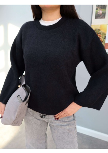 Siyah Oversize Peluş Kazak modelleri