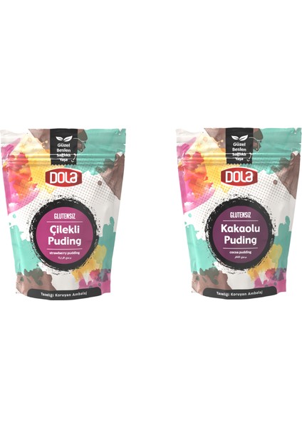 Glutensiz Çilekli Ve Kakaolu Puding 2'li Set 100 gr X 2 Adet