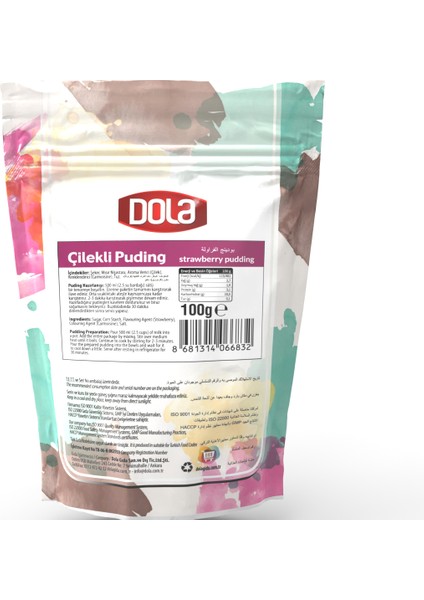 Glutensiz Çilekli Ve Kakaolu Puding 2'li Set 100 gr X 2 Adet