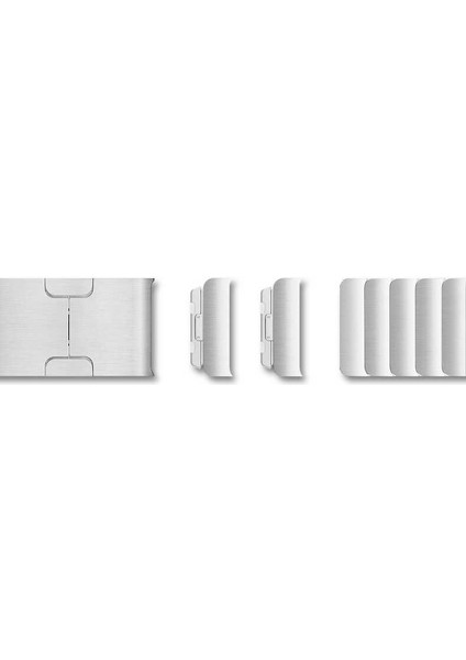 Apple Watch Se 44MM Kordon Yandan Çıtçıtlı Metal Parçalı Çizgi Dizayn KRD35 Gümüş modelleri