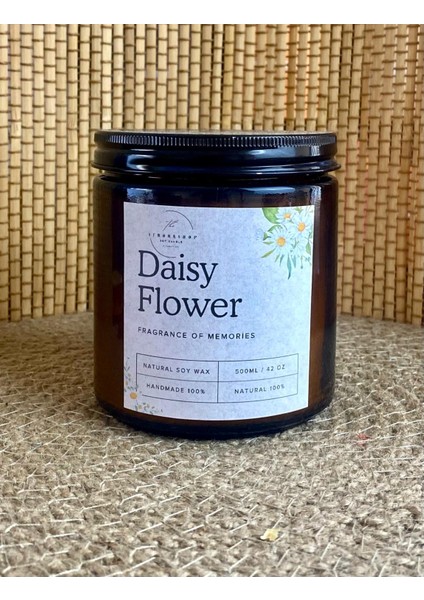 Yılbaşı Özel : Daisy Flower Papatya Kokulu Büyük Mum, Taze ve Yatıştırıcı Papatya Esansı Malzeme:  Doğal Vegan Soya Wa x  Ağırlık: 340 gr (Büyük Boy)