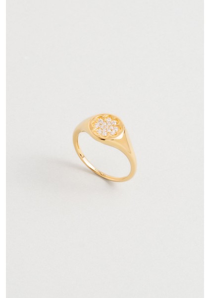 Yonca 18 Ayar Sarı Altın Kaplama Gümüş Minimal Yüzük