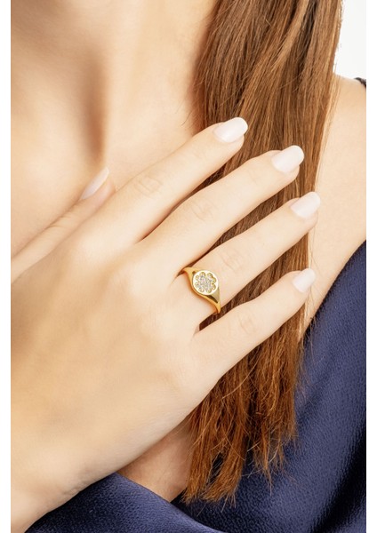 Yonca 18 Ayar Sarı Altın Kaplama Gümüş Minimal Yüzük modelleri