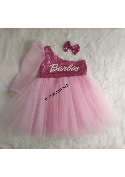 Barbie Elbise Tek Kollu Uzun Tül Kol