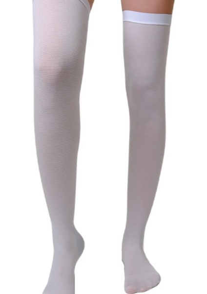 Ameliyat Çorabı Silikonlu Diz Üstü Anti-Emboli (Beyaz Renk)