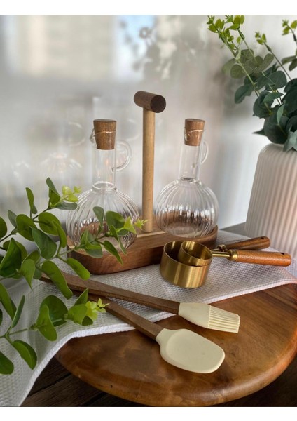 Mien Bambu Standtlı 2'li Borosilikat Yağdanlık Seti - 300 ml
