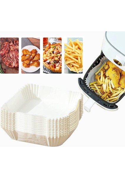 100 Adet 6.3 Inç Hava Fritöz Astar Odun Hamuru Kağıt Odun Hamuru Kağıt Kare Vapur Kağıt Hava Fritöz Buharda Sepeti (Yurt Dışından)