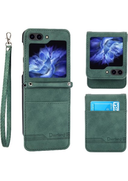 Samsung Galaxy Z Flip 5 Için Flip Case Bileklik Kart Yuvaları Manyetik Nakit (Yurt Dışından)