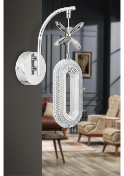 LED Alfa Tekli Gümüş Kristal Taşlı Aplik fiyatları
