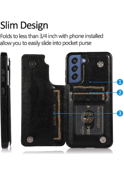 Samsung Galaxy S21 Fe Kart Yuvaları Için Cüzdan Durumda Çift Manyetik Toka Pu (Yurt Dışından)