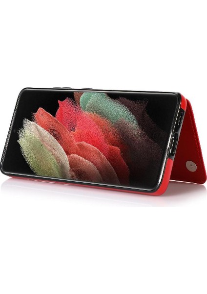 Kart ile Samsung Galaxy S21 Ultra Çift Manyetik Toka Için Cüzdan Kılıf (Yurt Dışından) fiyatları