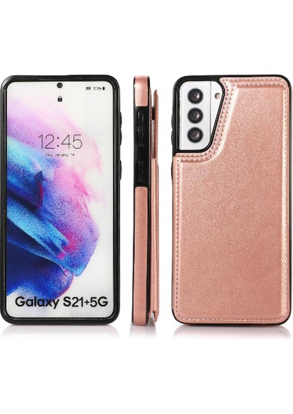 Samsung Galaxy S21 Artı Çift Manyetik Toka Kart Yuvaları Için Cüzdan Kılıf (Yurt Dışından)