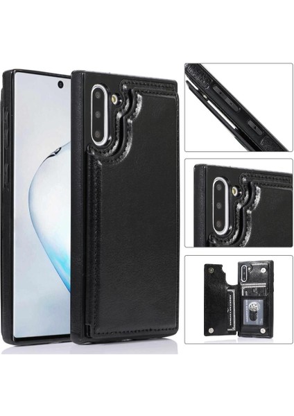 Samsung Galaxy NOTE10 Kickstand Pu Deri Kart Yuvaları ile Cüzdan Kılıf (Yurt Dışından)