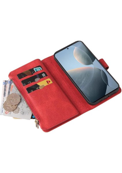 Cüzdan Telefon Kılıfı Için Xiaomi Redmi K70 Onbeş Kart Yuvaları Fermuar Poket Pu (Yurt Dışından) fırsatları