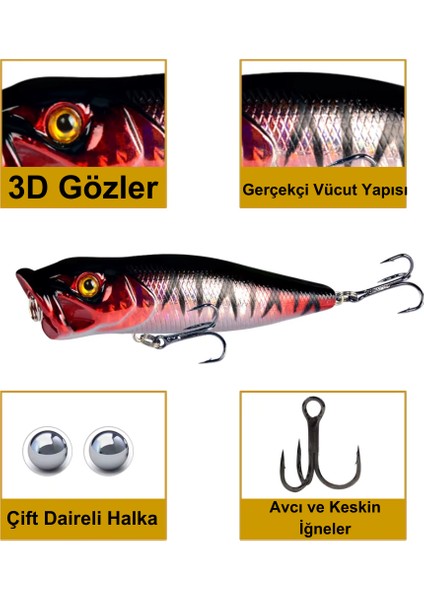 Popper Yapay Yem 9 cm – 12 Gram Maket Balık, Suni Yem, 1 Adet Model:2