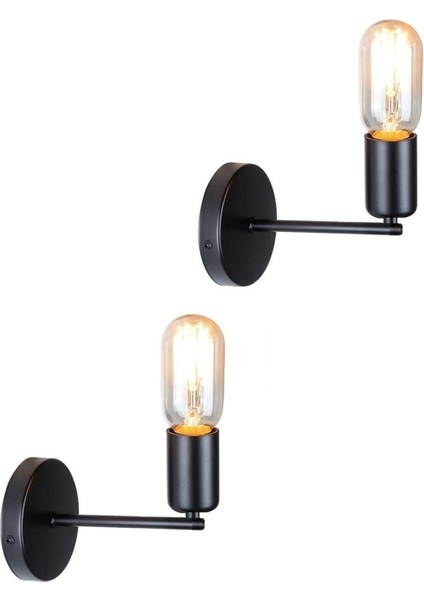 2 Adet Pasifik Modern Retro Rustik Siyah Aplik(Ampülsüz Olarak Gönderilmektedir.)