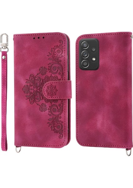 Samsung Galaxy A33 Kabartmalı Darbeye Bileklik Çoklu Için Flip Case (Yurt Dışından)