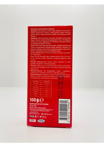 Narlı Çilekli Dubai Çikolatası - 100 gr