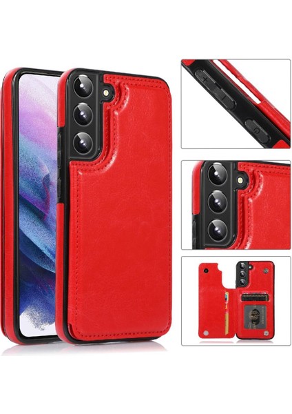 Kart ile Samsung Galaxy S22 Artı Çift Manyetik Toka Için Cüzdan Kılıf (Yurt Dışından)