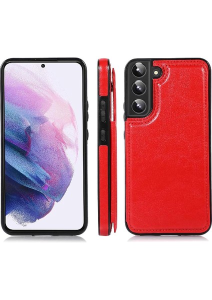 Kart ile Samsung Galaxy S22 Artı Çift Manyetik Toka Için Cüzdan Kılıf (Yurt Dışından)