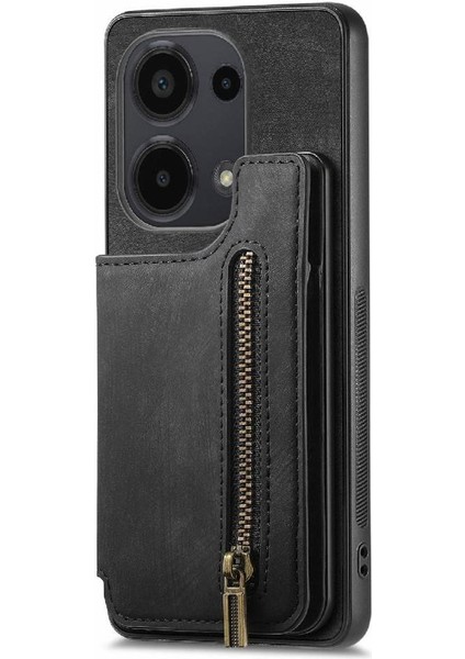 Xiaomi Redmi Için Not 13 Pro 4g Vintage Fermuar Cüzdan Standı Fonksiyonu (Yurt Dışından)