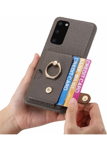 Samsung Galaxy S20 Halka Standı Kart Yuvaları Premium Dokulu Deri (Yurt Dışından) modelleri