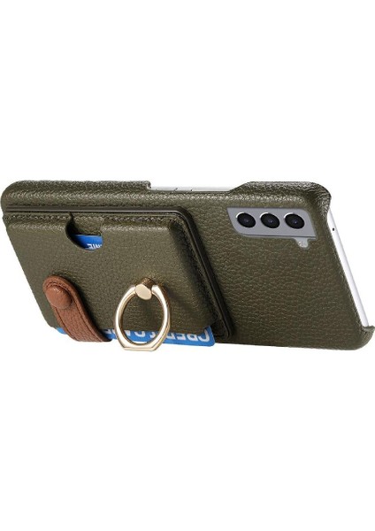 Samsung Galaxy S21 Artı Halka Standı Premium Dokulu Deri Kart (Yurt Dışından) modelleri