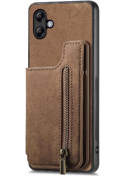 Samsung Galaxy A04E Için Kılıf Katlanabilir Arka Kapak Vintage Fermuar Cüzdan (Yurt Dışından) modelleri