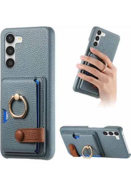 Samsung Galaxy S23 Artı Premium Dokulu Deri Kart Yuvaları Halka (Yurt Dışından)