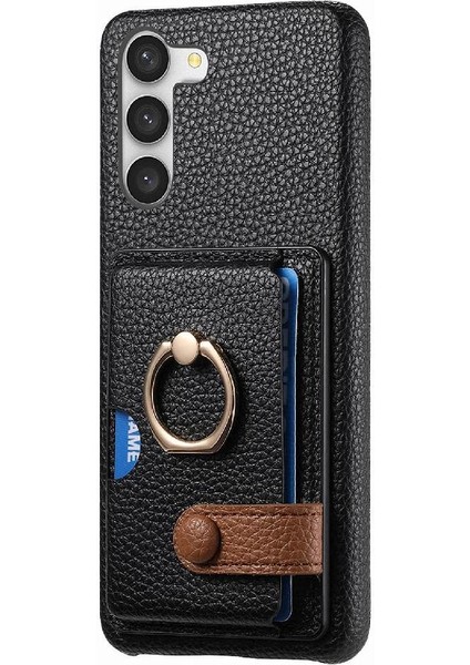 Samsung Galaxy S23 Artı Premium Dokulu Deri Kart Yuvaları Halka (Yurt Dışından)