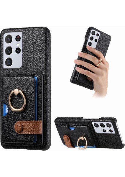 Samsung Galaxy S21 Ultra Kart Yuvaları Halka Standı Premium Dokulu (Yurt Dışından)