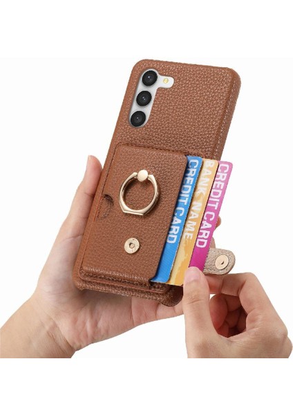 Samsung Galaxy S23 Artı Premium Dokulu Deri Kart Yuvaları Halka (Yurt Dışından)