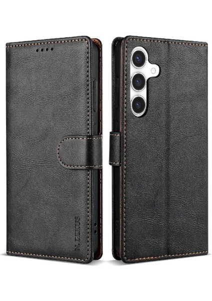 Samsung Galaxy S24 Artı Manyetik Kapatma Için Flip Case Yan Cep Çift (Yurt Dışından)