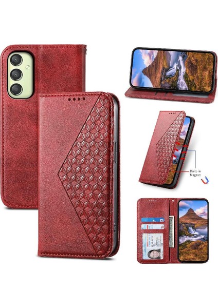 Samsung Galaxy A25 Cüzdan Standı Için Flip Case El Kayışı Eşkenar Dörtgen Şekli Kullanımı (Yurt Dışından)