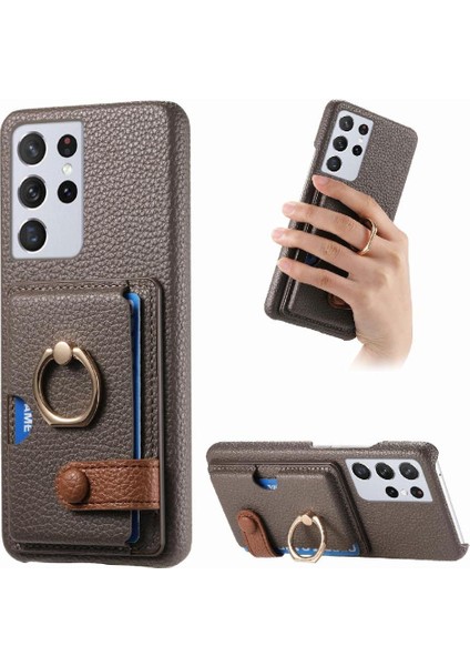 Samsung Galaxy S21 Ultra Kart Yuvaları Halka Standı Premium Dokulu (Yurt Dışından)